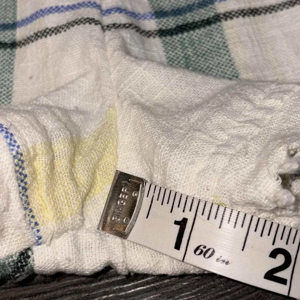 Urban Outfitters Plaid Tie Front Cotton Romper Size Medium White/Green/Yellow - Picture 11 of 12